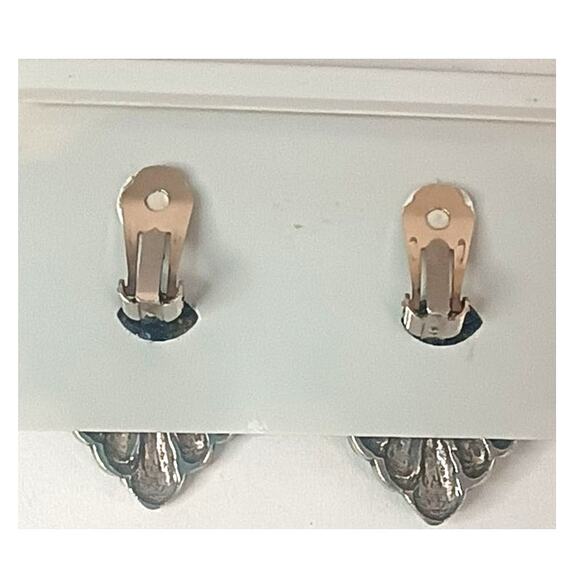 Vintage Seagull Pewter Purple Cabochon Style Clip-On Earrings Signed 1988 - Picture 6 of 6